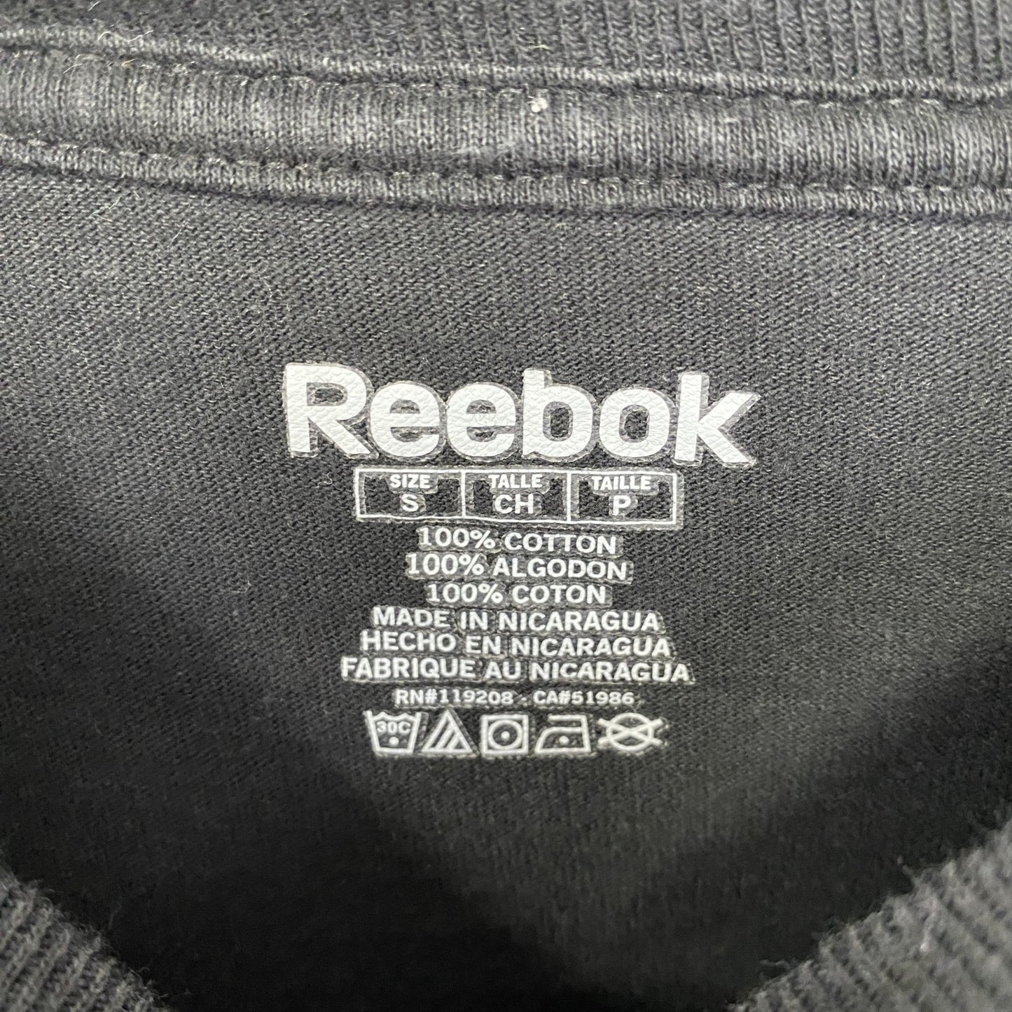 古着 used Reebok リーボック 半袖クルーネックプリントTシャツ スーパーボウル 黒 ブラック Sサイズ