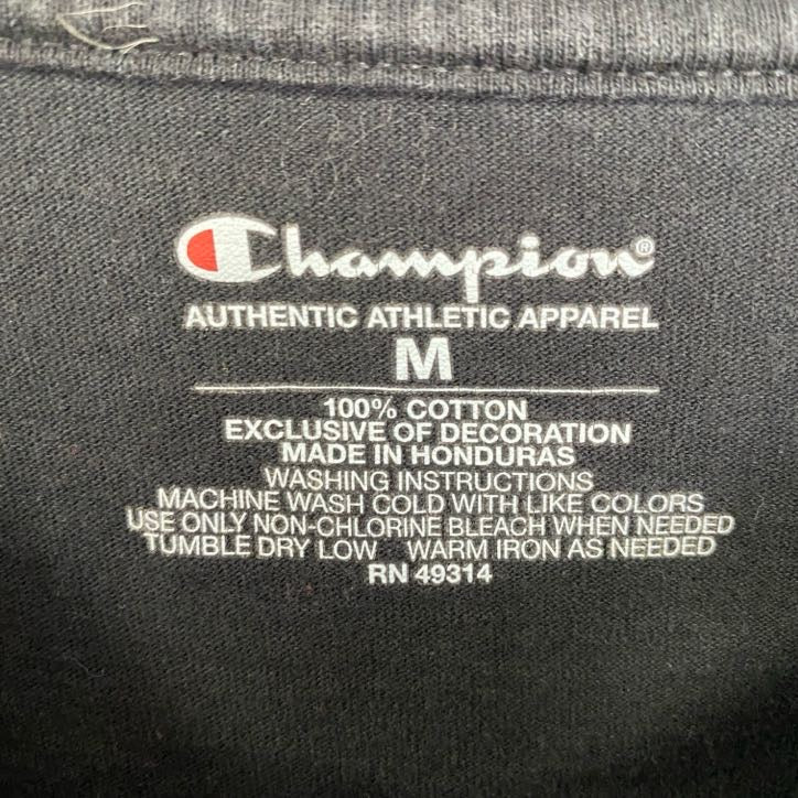 古着 used Champion チャンピオン 半袖クルーネックプリントTシャツ BLACK&GOLD バスケ 黒 Mサイズ