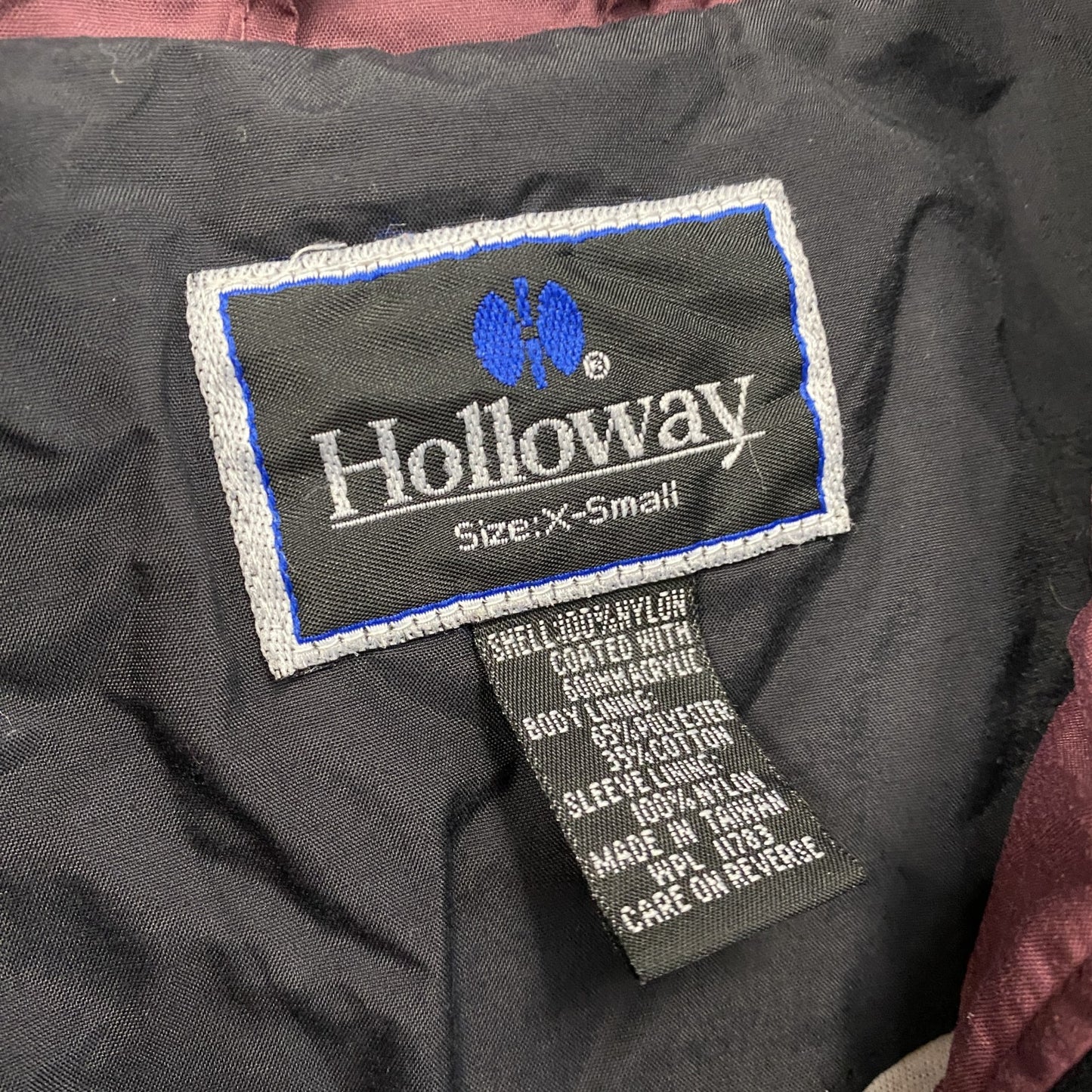 90s Holloway フルジップナイロンジャケット ヴィンテージ 朱色 ボルドー XSサイズ