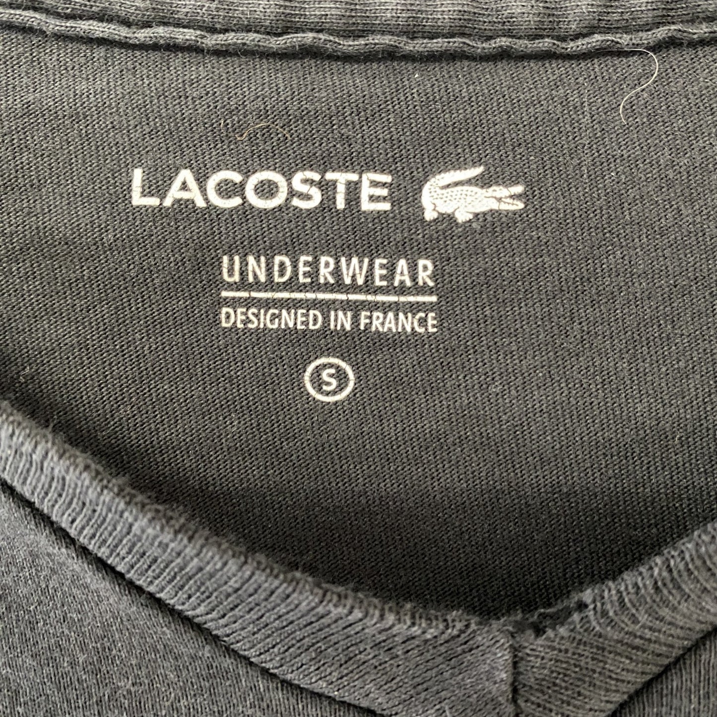 古着 used LACOSTE ラコステ 半袖ワンポイントロゴTシャツ クルーネック シンプルデザイン ノームコア 黒 Sサイズ