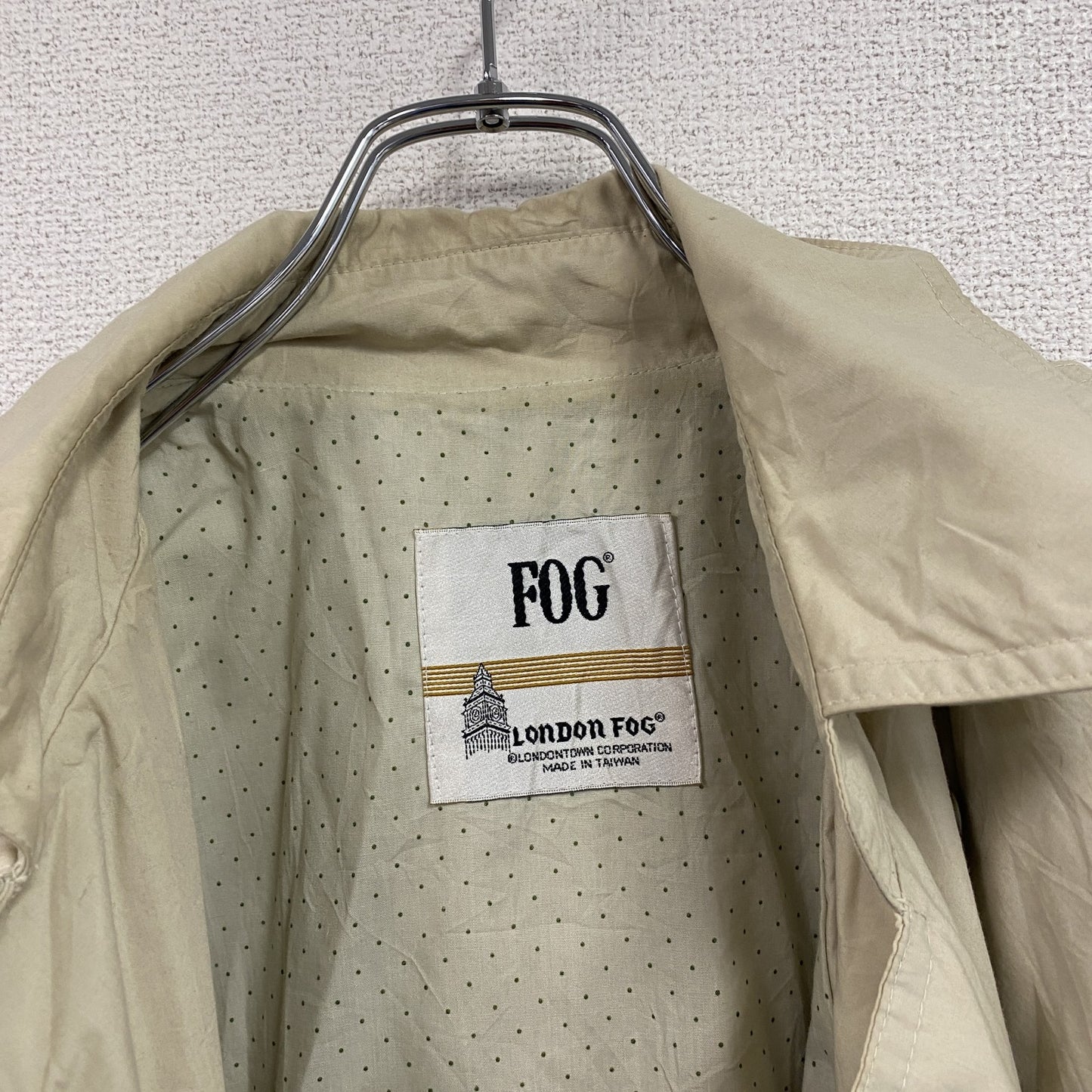 LONDON FOG ロンドンフォグ ダブルトレンチコート 水玉 ベージュ 8サイズ