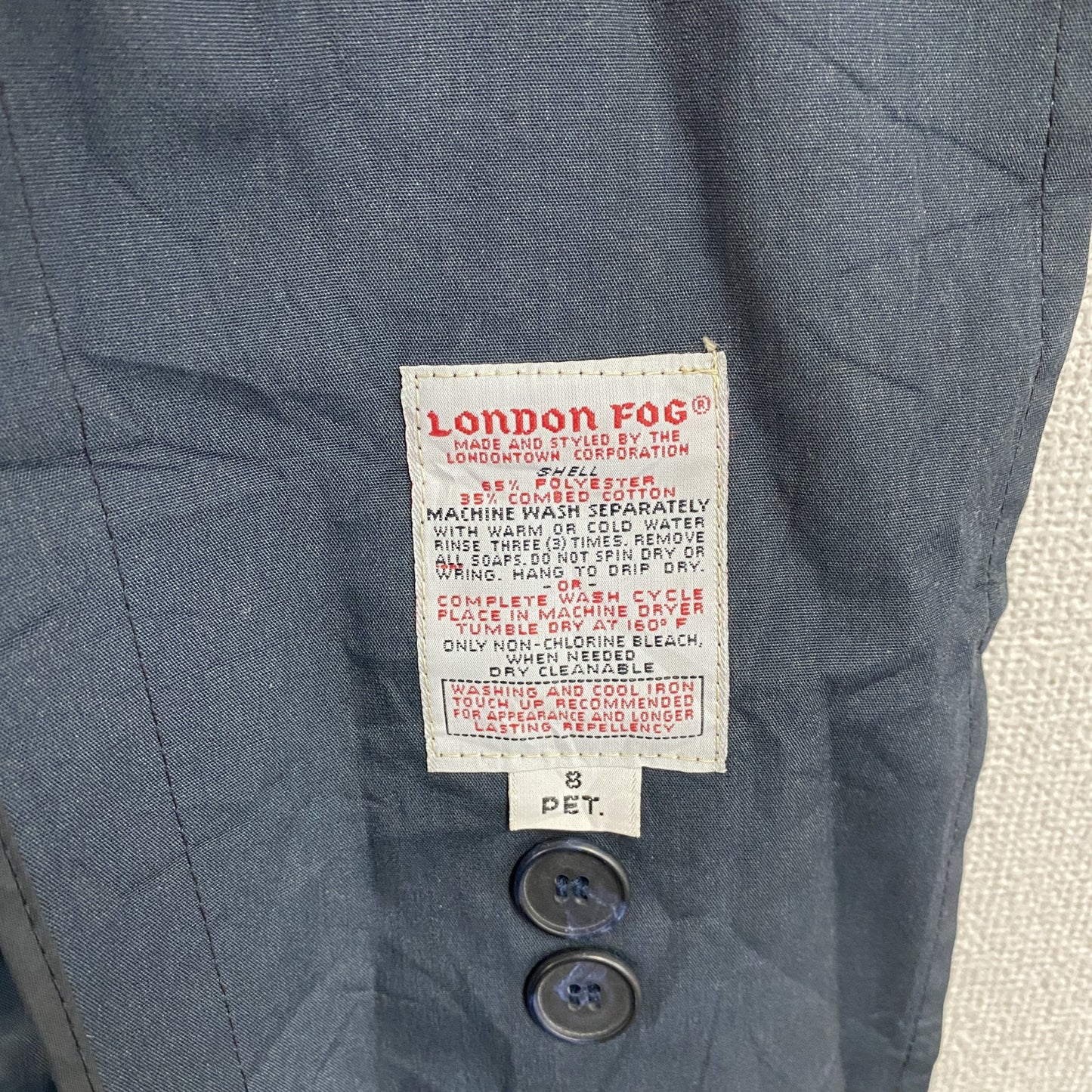LONDON FOG ロンドンフォグ ダブルトレンチコート 紺 ネイビー 8サイズ