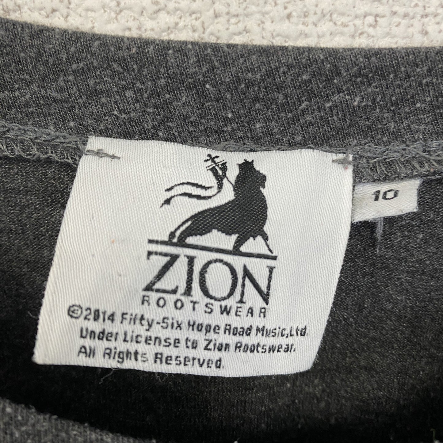 古着 used ZION ザイオン 半袖プリントTシャツ ボブ マリー カジュアルデザイン クルーネック 灰色 レトロ Mサイズ