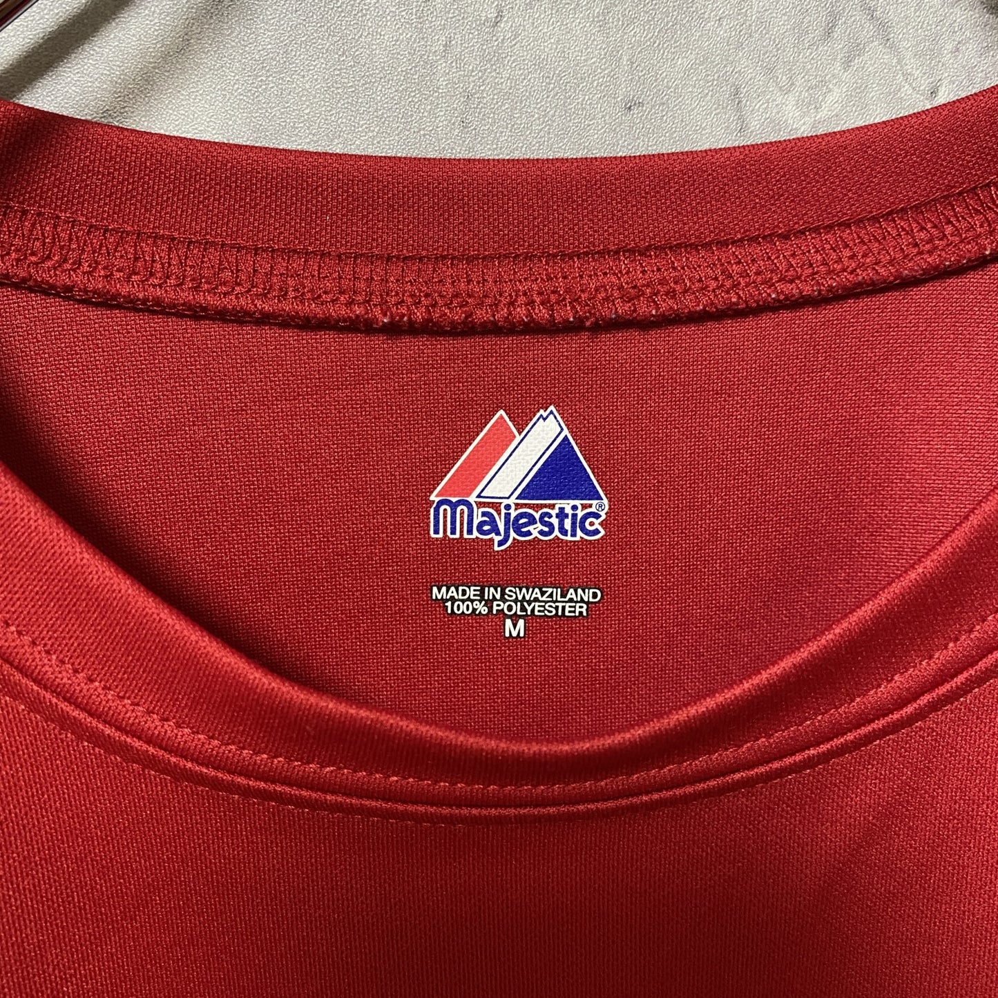 古着 used majestic ANGELS エンゼルス MLB 半袖クルーネックゲームシャツ ユニフォーム 赤 Mサイズ