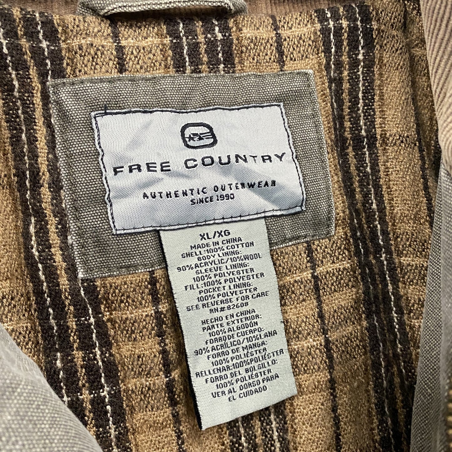 ~00s FREE COUNTARY フルジップダックジャケット コーデュロイカラー モスグリーン XLサイズ