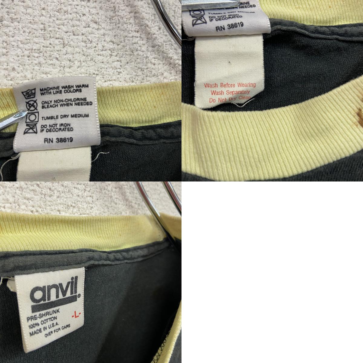 90s anvil アンヴィル プリントTシャツ シングルステッチ NASA 黒 ブラック Lサイズ
