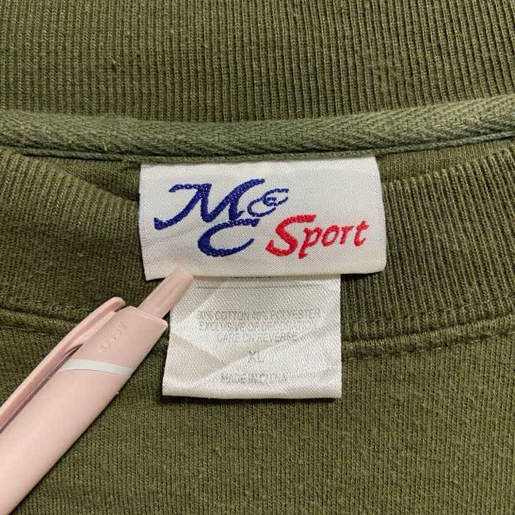 古着 used MCSPORT 長袖刺繍スウェット トレーナー GRANDPA 緑 グリーン ビッグシルエット XLサイズ