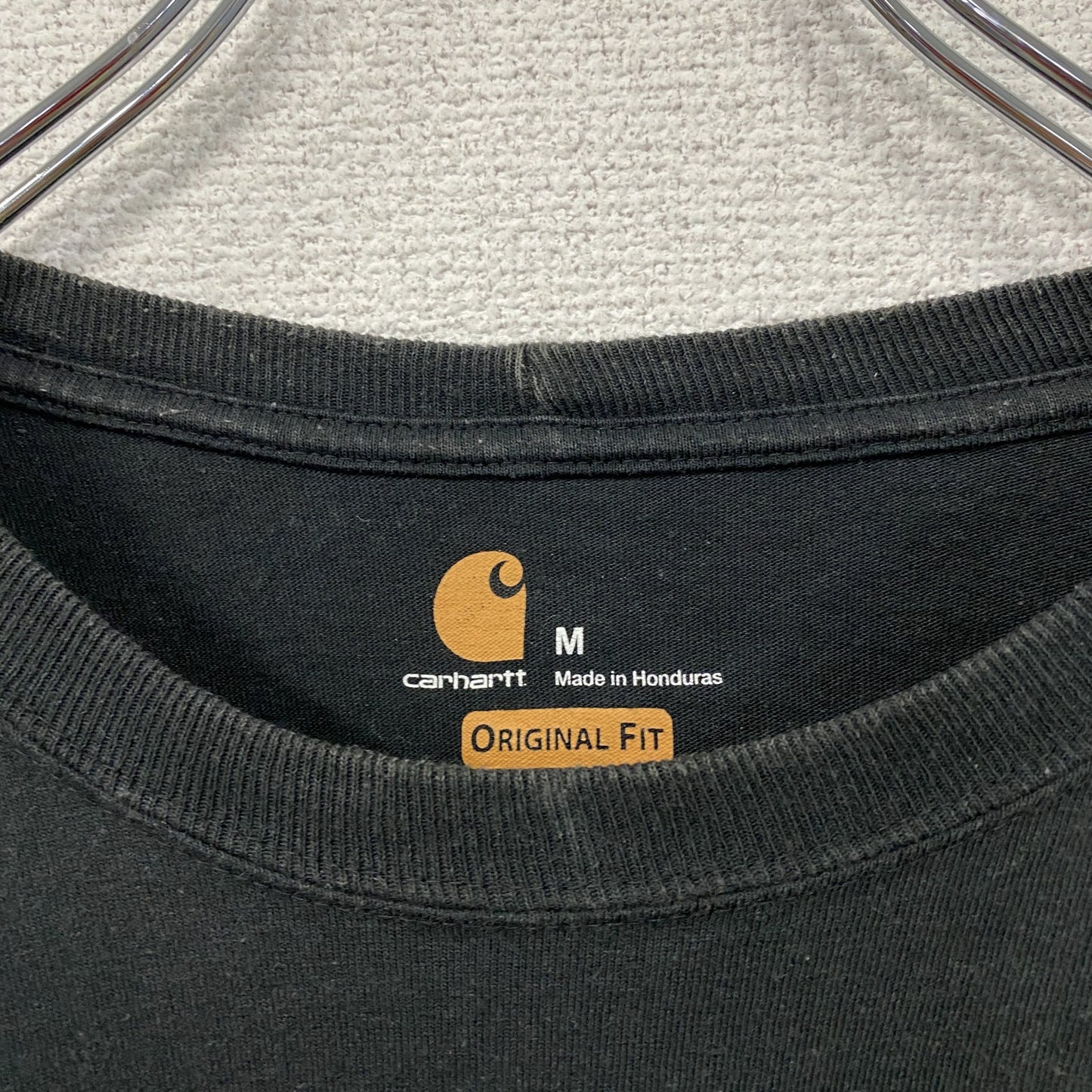 Carhartt カーハート 長袖Tシャツ/ロンT ポケット付き ワンポイント クルーネック 黒 ブラック Mサイズ