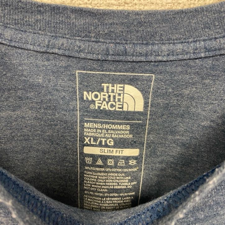 古着 used THE NORTH FACE ザ・ノースフェイス 半袖バックプリントTシャツ 胸ポケット ネイビー XLサイズ