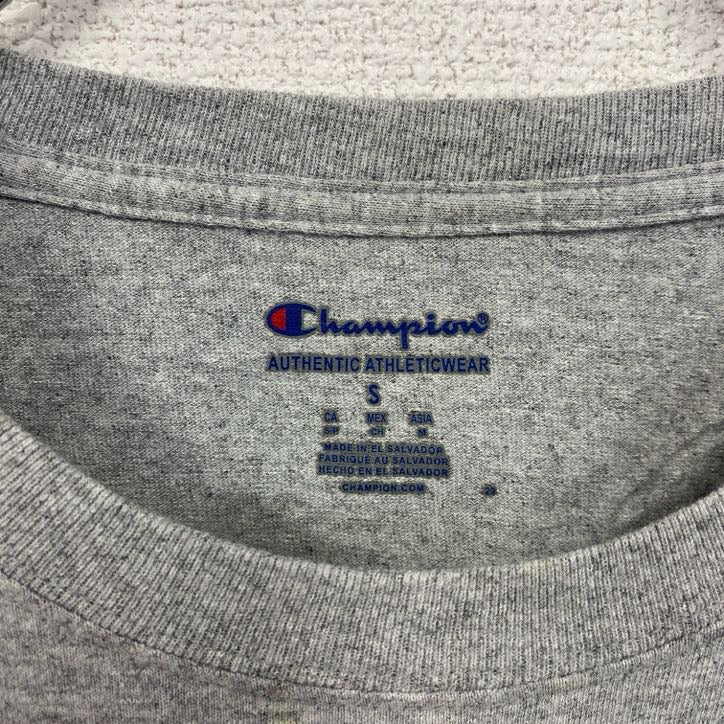古着 used champion チャンピオン 長袖プリントTシャツ ロンT BULLDOG ソフトボール グレー Sサイズ