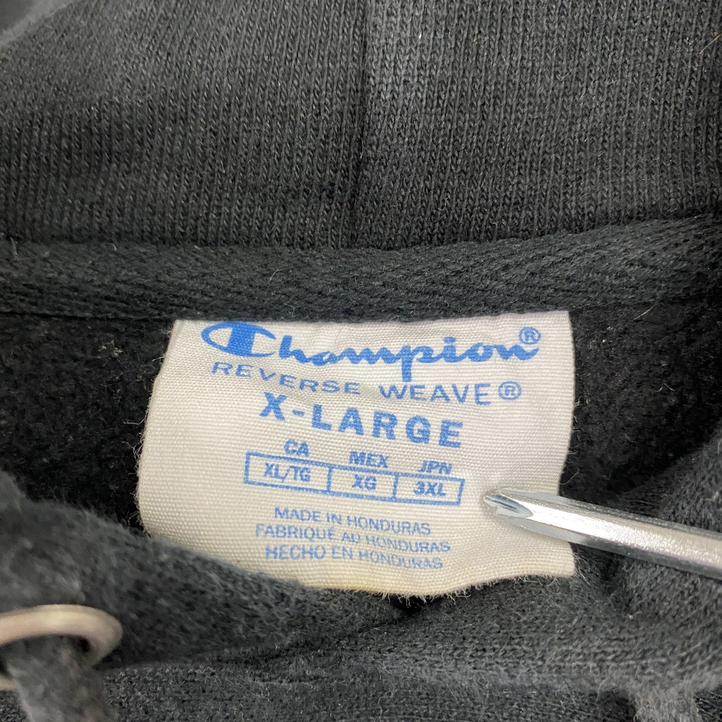 Champion チャンピオン リバースウィーブ スウェットパーカー/フーディー デカロゴ 黒 ブラック XLサイズ