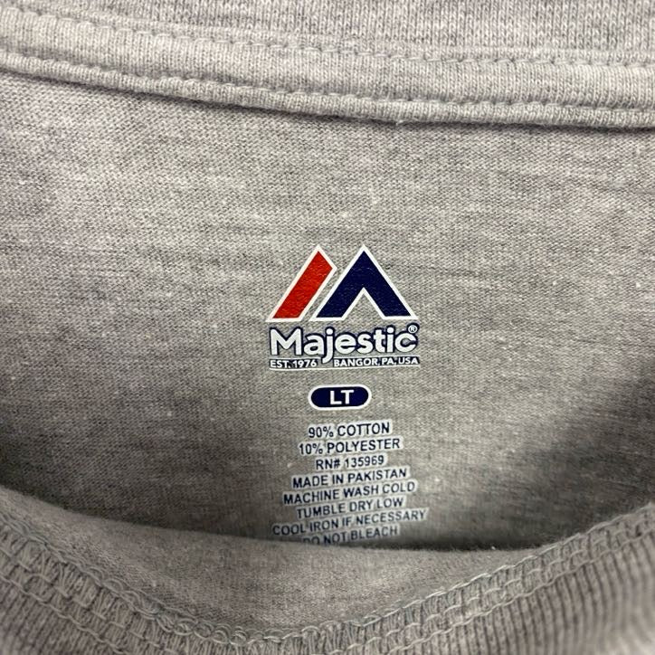 古着 used Majestic NFL 半袖オフィシャルプリントTシャツ SUPER BOWL クルーネック グレー Lサイズ