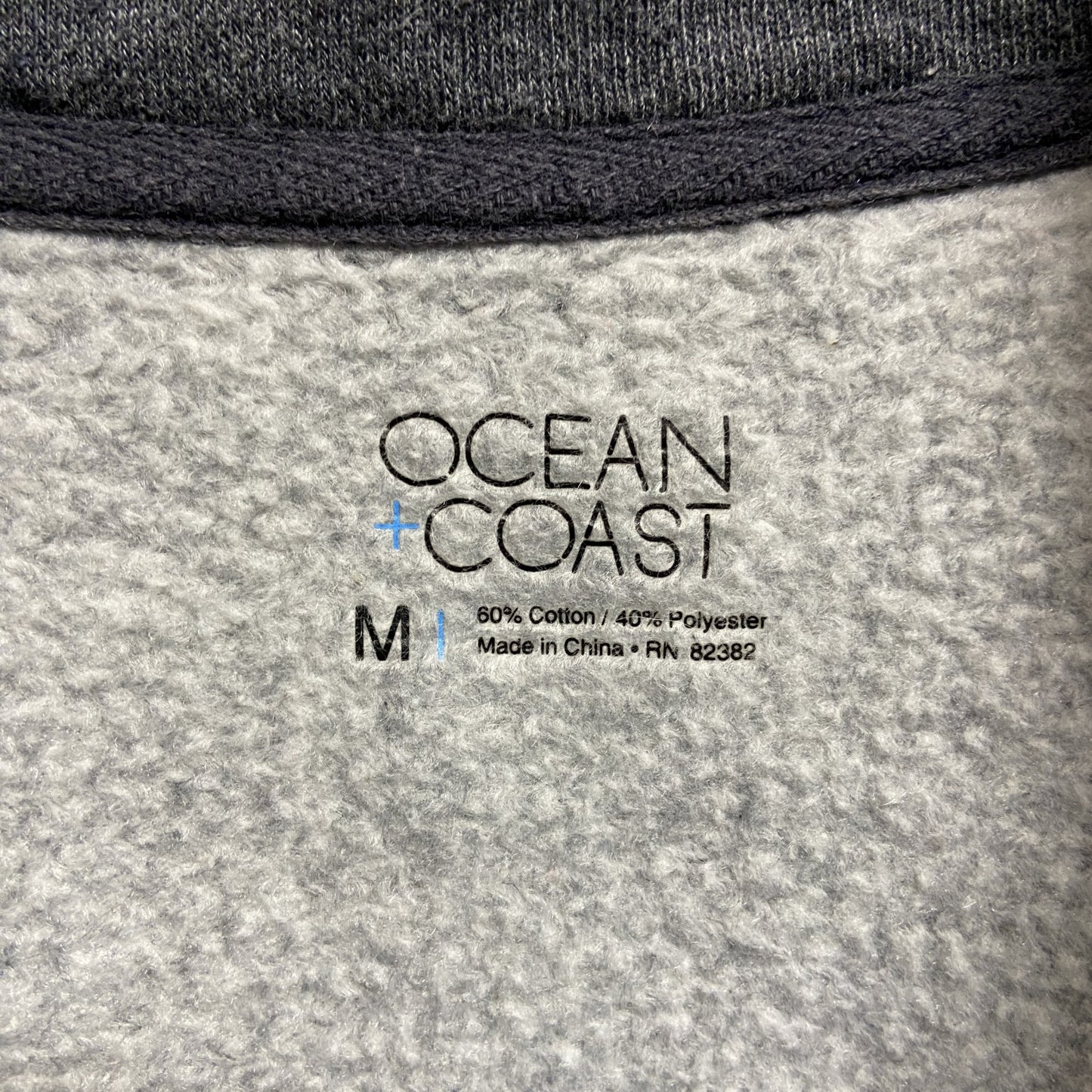 OCEANCOAST ハーフジップスウェット/トレーナー ワンポイント モノクロ ビッグシルエット ダークグレー Mサイズ