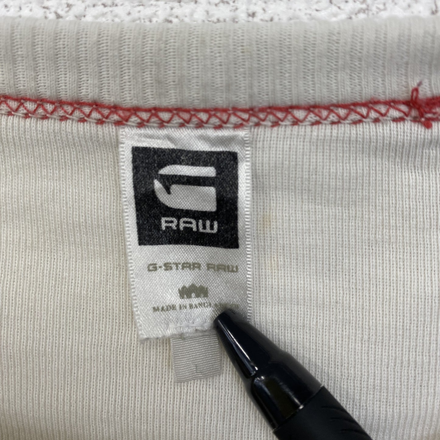 古着 used G-STAR ROW 半袖ビッグロゴプリントTシャツ クルーネック 春夏服 白 カジュアルデザイン Lサイズ