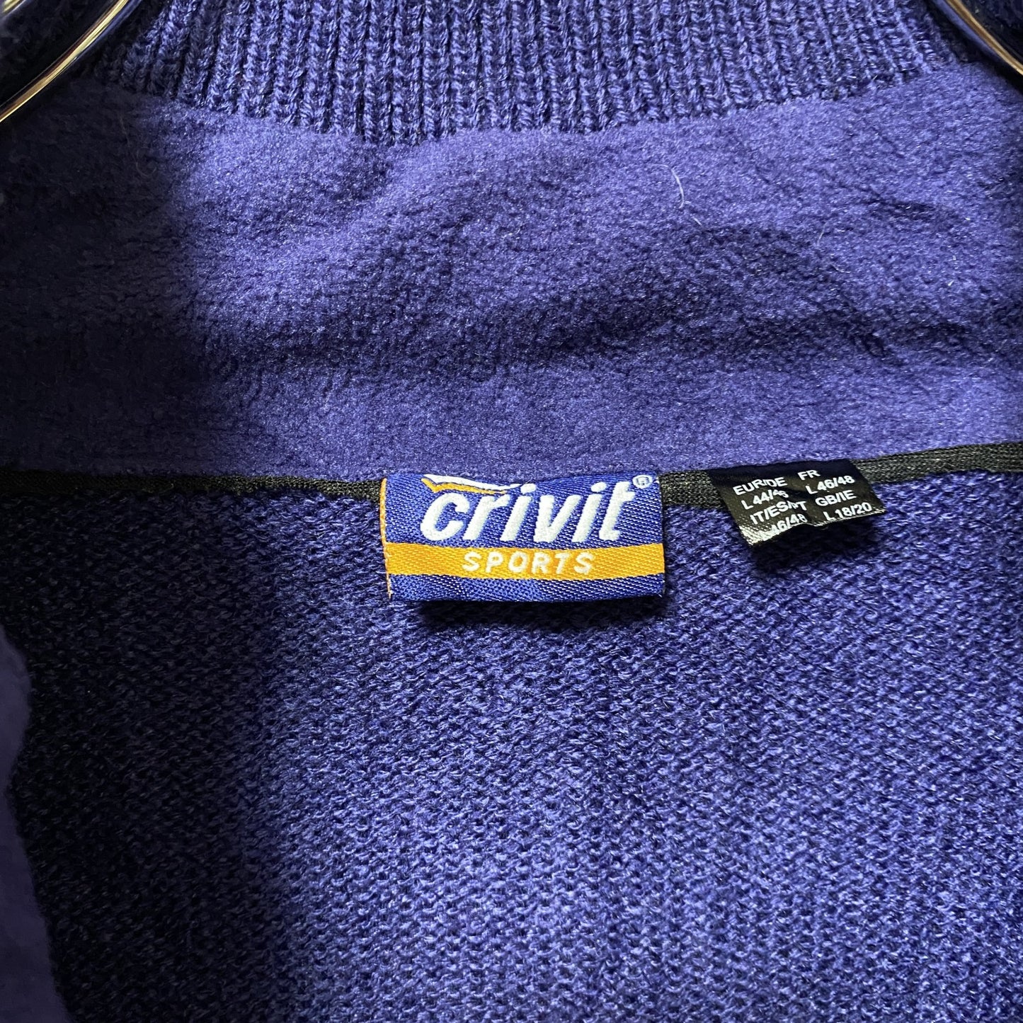 古着 used crivit 長袖ノルディック柄ニット セーター ハーフジップ ネイビー ピンク 個性的 Lサイズ