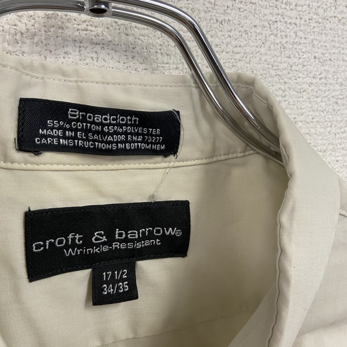 croft&barrow 長袖シャツ クリーム色 17サイズ