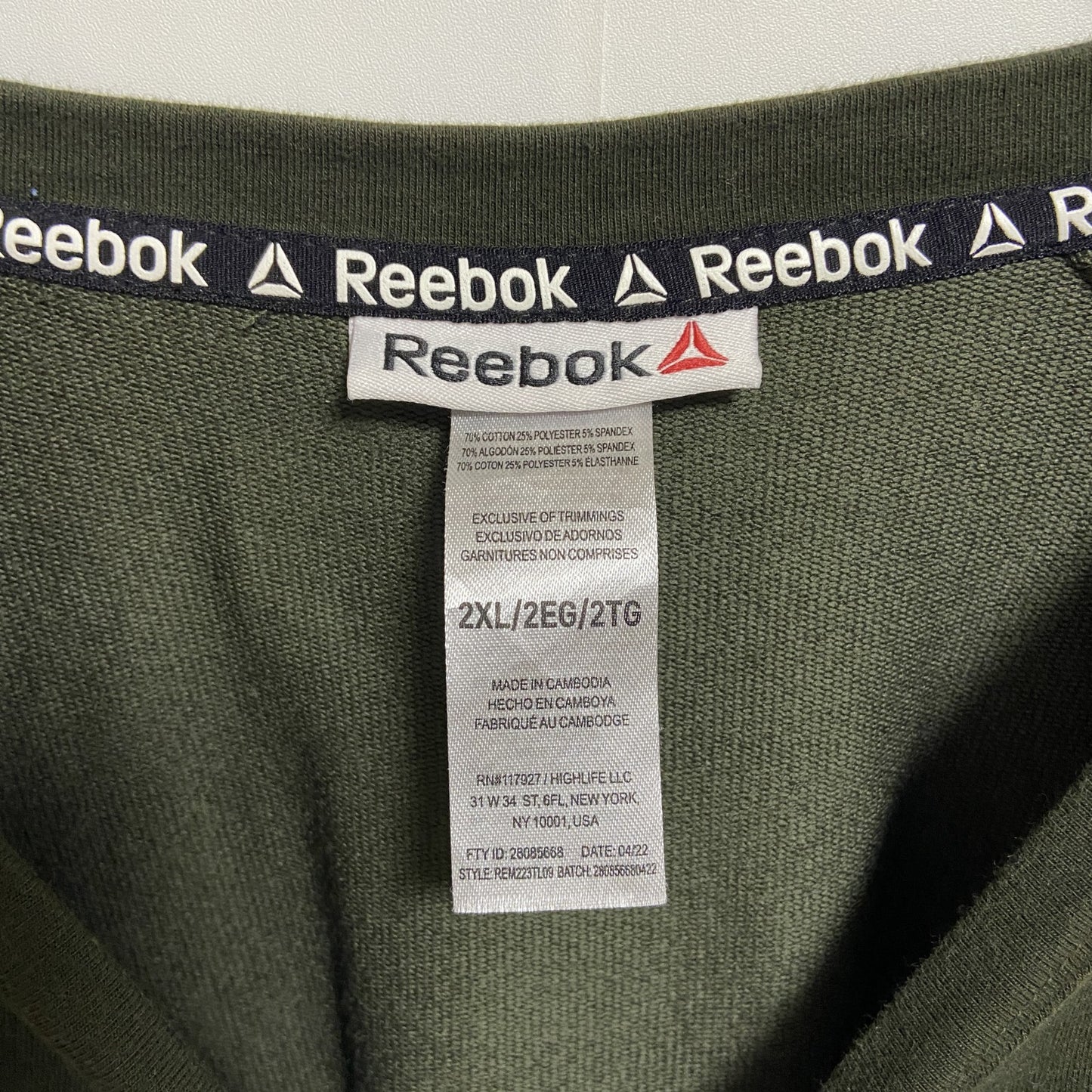 古着 used Reebok リーボック 長袖ロゴプリントスウェット トレーナー 緑 グリーン ビッグシルエット 2XLサイズ