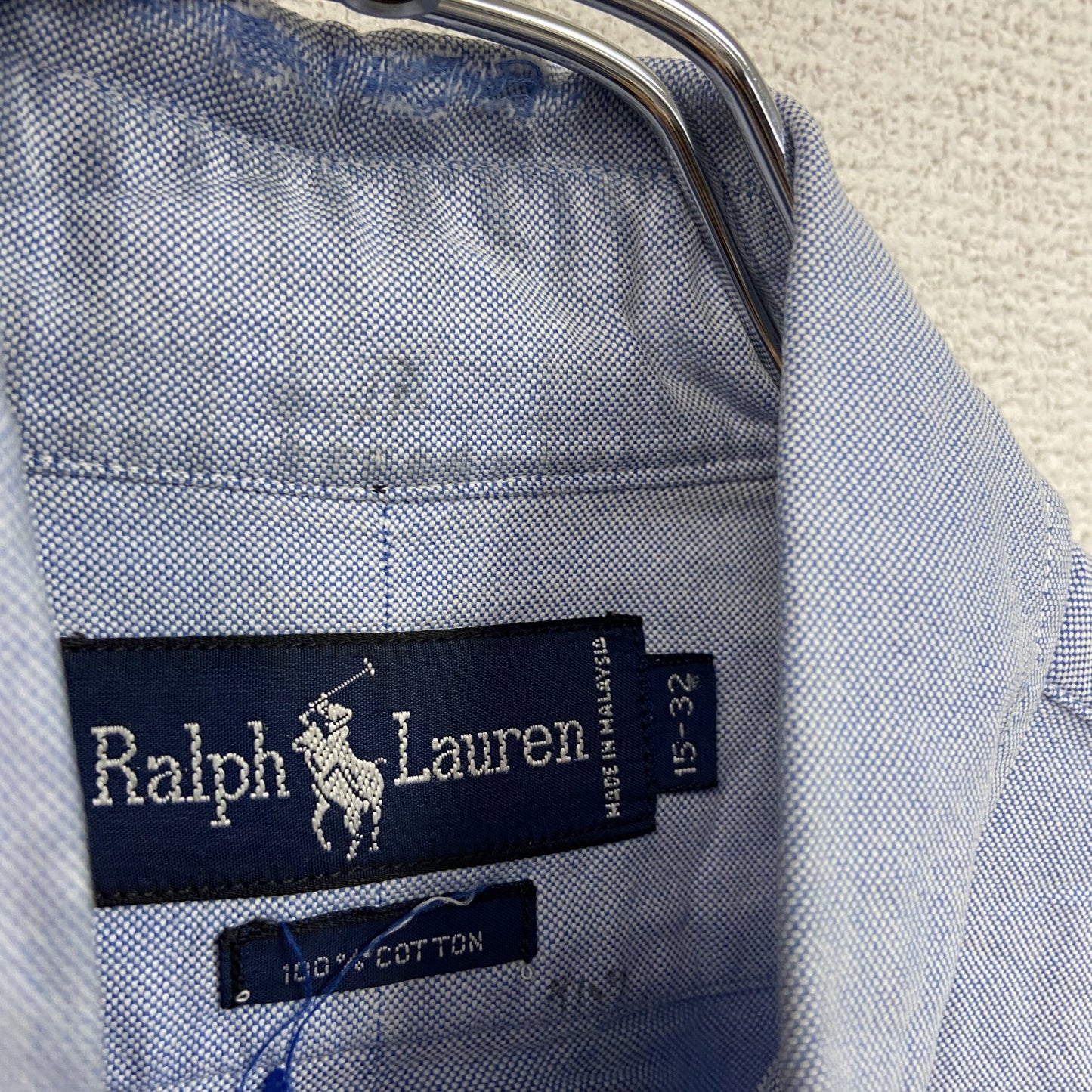 RALPH LAUREN ラルフローレン 長袖ボタンダウンシャツ 水色 ライトブルー 15-32サイズ