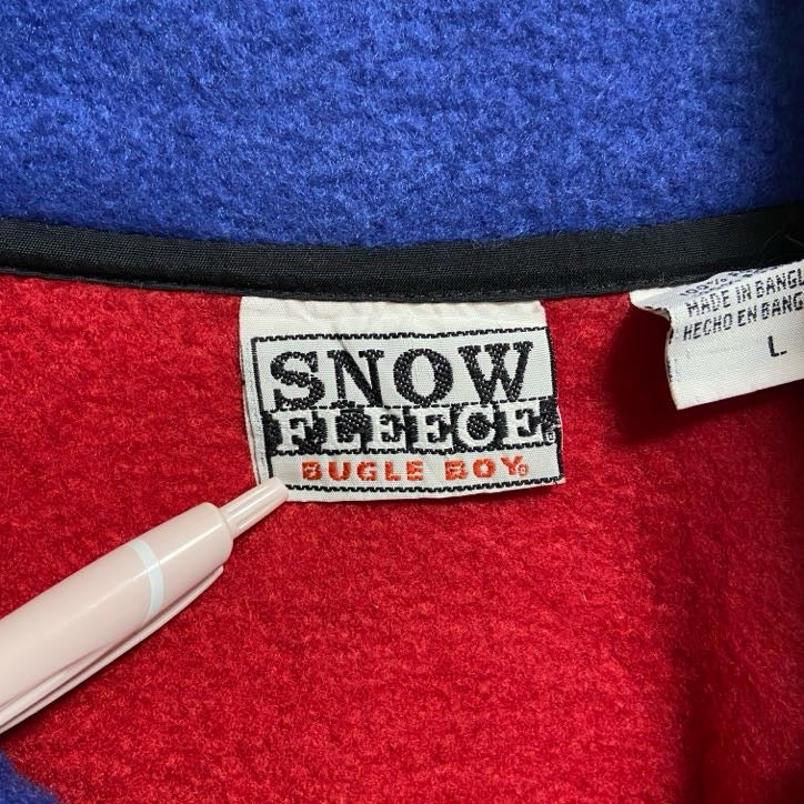 古着 used SNOWFLEECE 長袖ハーフジップフリース ハイネックブルゾン ワンポイント刺 赤 レッド 秋冬服 Lサイズ