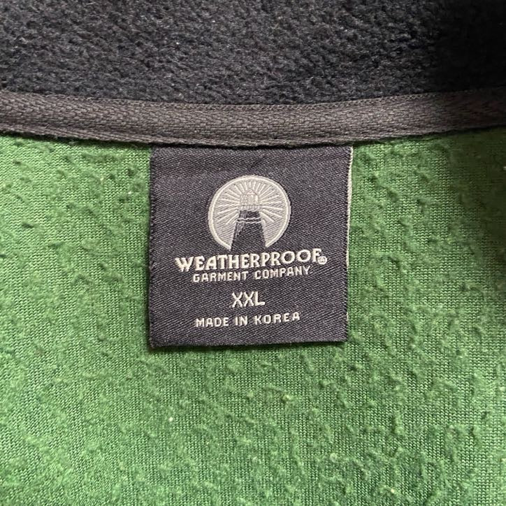 古着 used WEATHERPROOF 長袖ジップアップフリースジャケット ワンポイント刺繍 緑 ビッグシルエット XXLサイズ