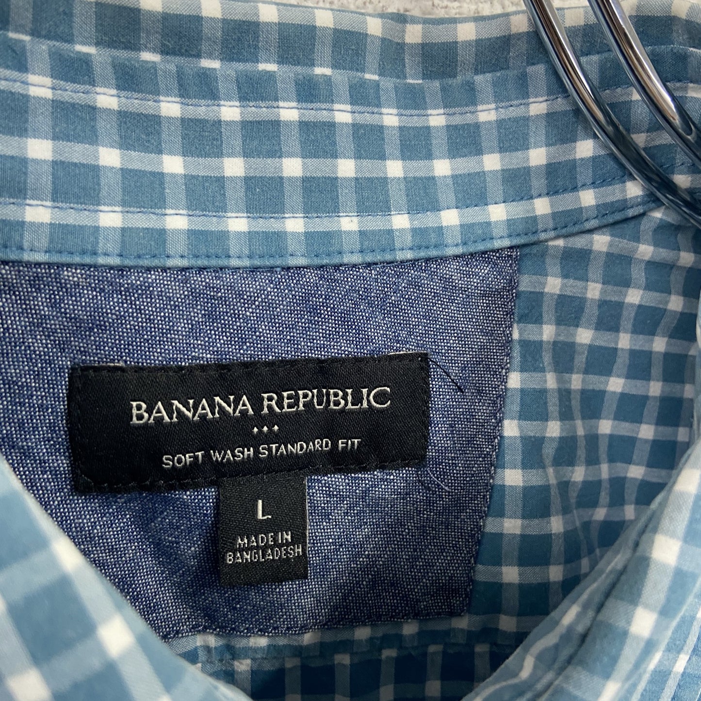 BANANA REPUBLIC バナナ パブリック 長袖シャツ ギンガムチェック 青色 ライトブルー XLサイズ