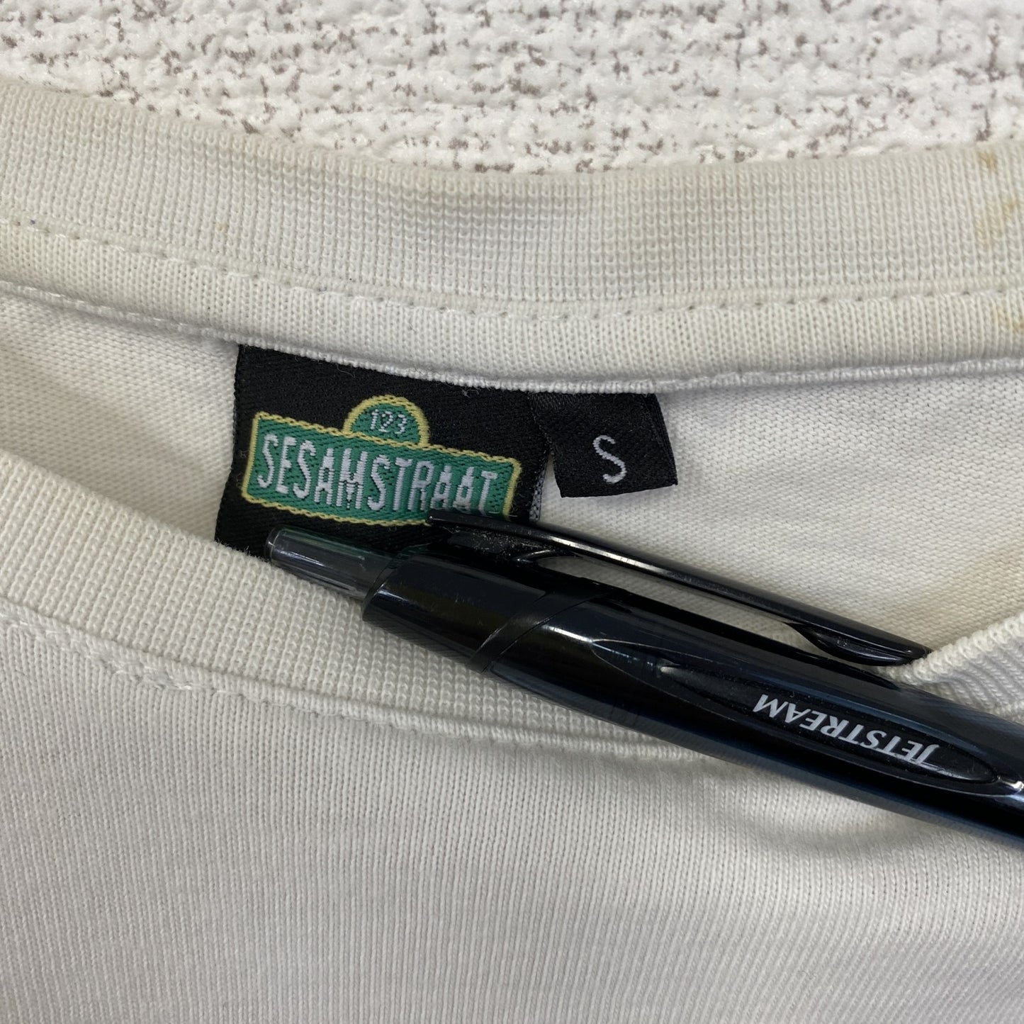 古着 used SESAMS STRAAT 半袖オリジナルプリントTシャツ クッキーモンスター クルーネック 白色 春夏 Sサイズ