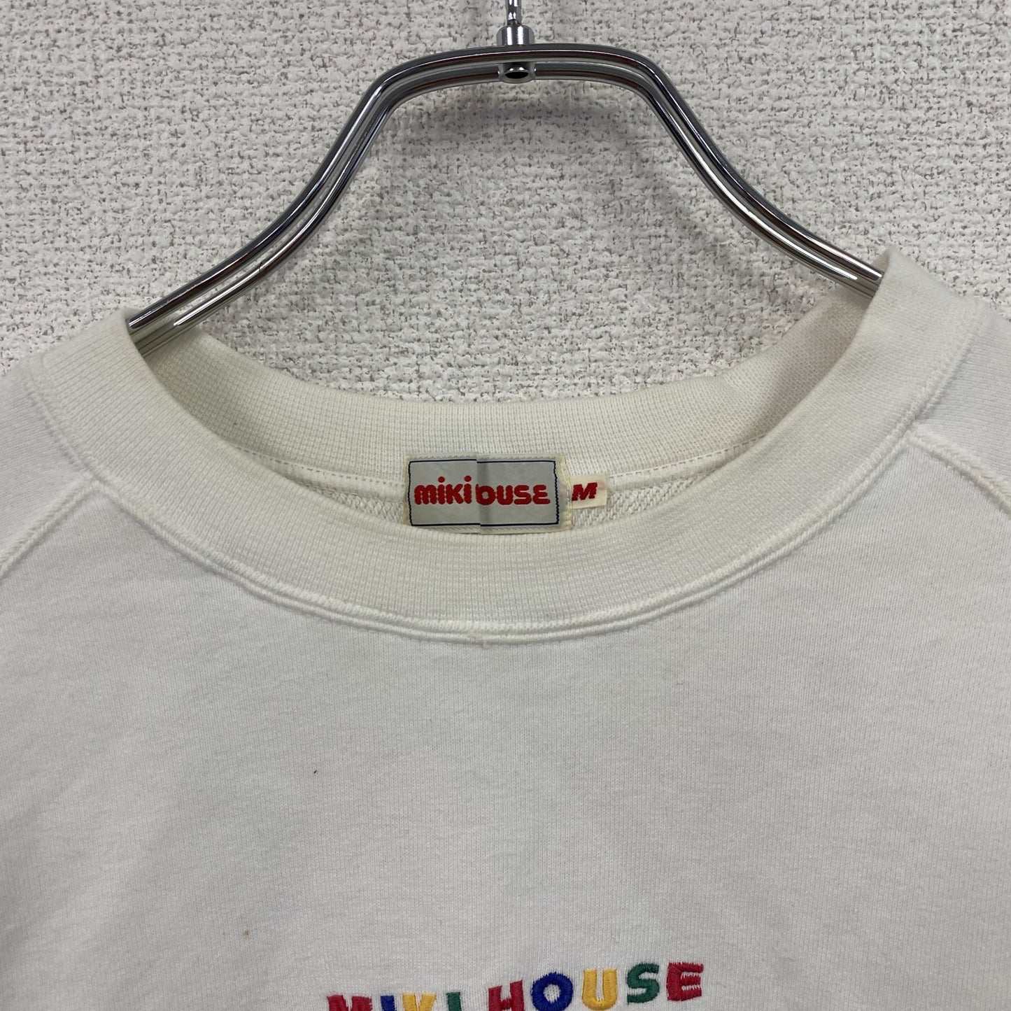 MIKIHOUSE ミキハウス スウェット/トレーナー ラグランスリーブ 刺繍ロゴ ワッペン デカロゴ 白 ホワイト Mサイズ