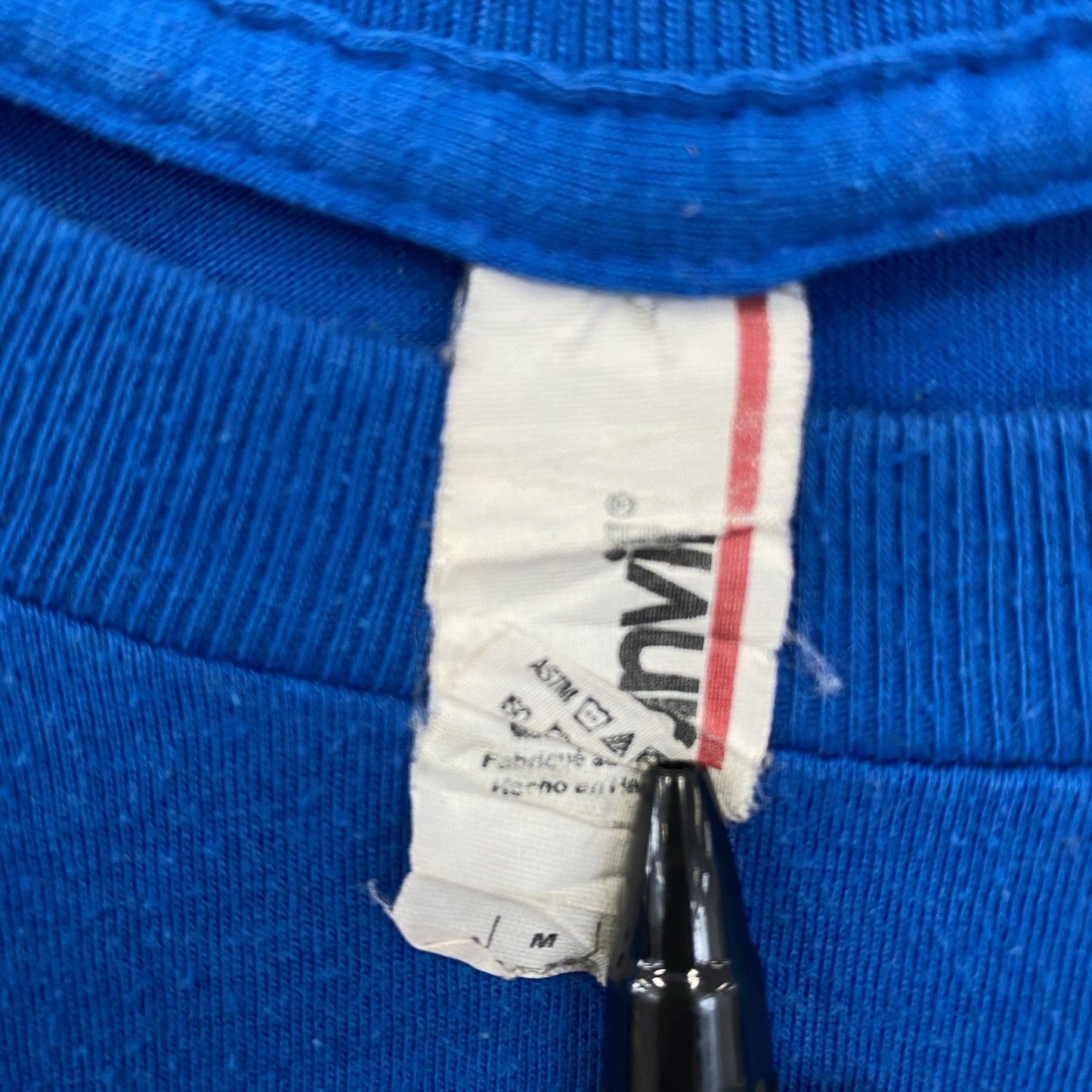 古着 used anvil アンビル 半袖プリントTシャツ バイクレーサー 背番号 1 クルーネック 青 レトロ Mサイズ