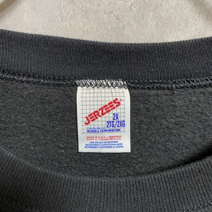 古着 used JERZEES ジャージーズ 80s 長袖ワッペンスウェット トレーナー ブラック オーバーサイズ XXLサイズ