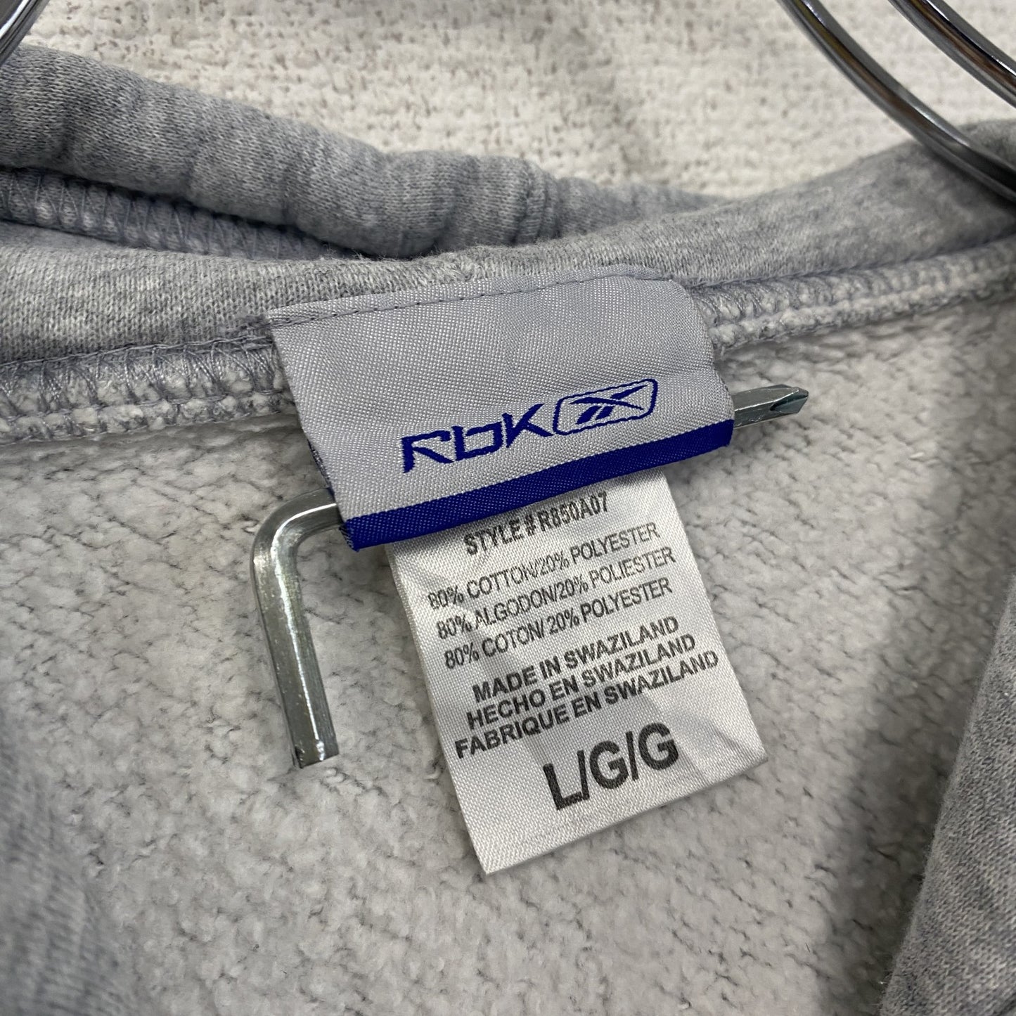 Reebok リーボック スウェットパーカー/フーディー 3連プリント 霜降りグレー Lサイズ