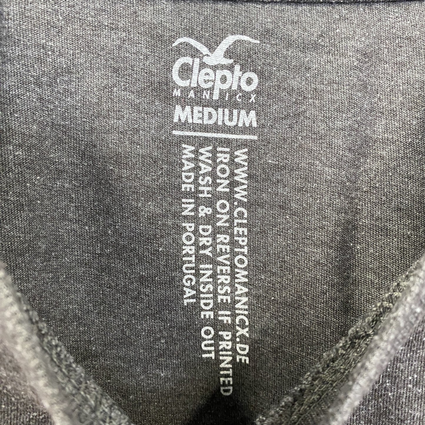 古着 used CleptoMANICX 半袖プリントTシャツ DJ MAD レトロデザイン クルーネック カーキー Mサイズ