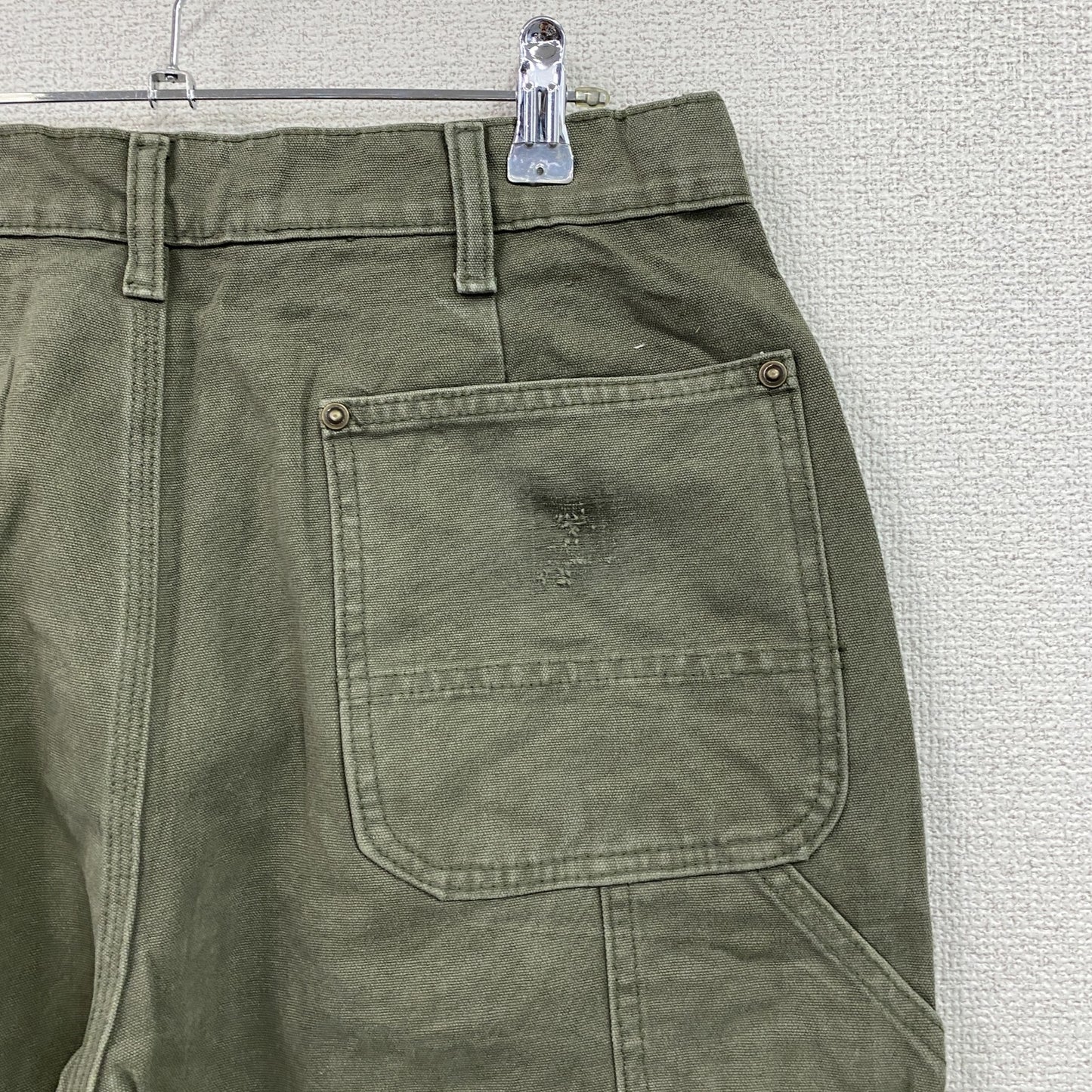 ノーブランド ダブルニーペインターパンツ ダックパンツ ジップフライ カーキ