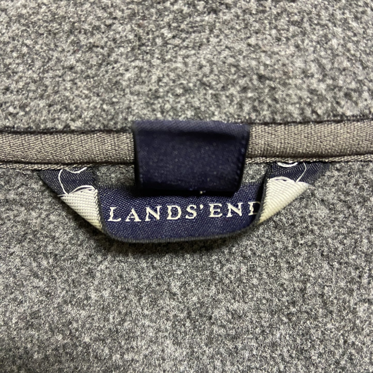LANDS’END 長袖ハーフジップフリースジャケット ワンポイント刺繍 グレー ビッグシルエット 3XLサイズ