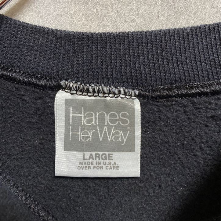 古着 used Hanes Her Way ヘインズ USA製 長袖ワッペンスウェット トレーナー ピエロ 黒 ブラック Mサイズ