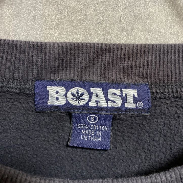 古着 used BOAST ボースト 長袖スウェット トレーナー ワンポイントロゴ刺繍 ブラック 黒 秋冬服 Sサイズ
