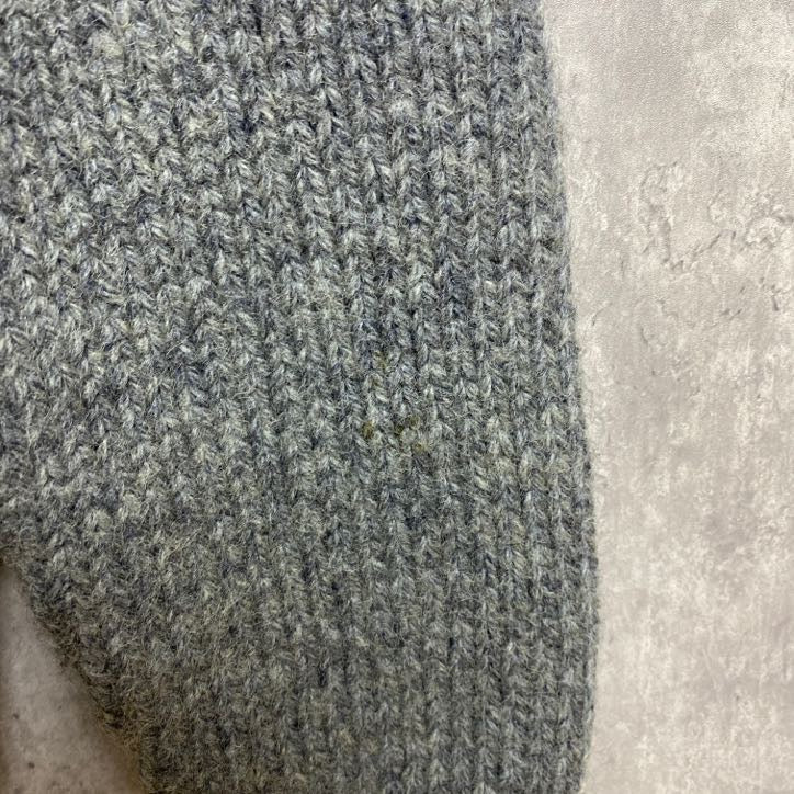 古着 used 長袖ニットカーディガン ジップアップ 厚手ニット セーター グレー 灰色 秋冬服 ポケット Lサイズ