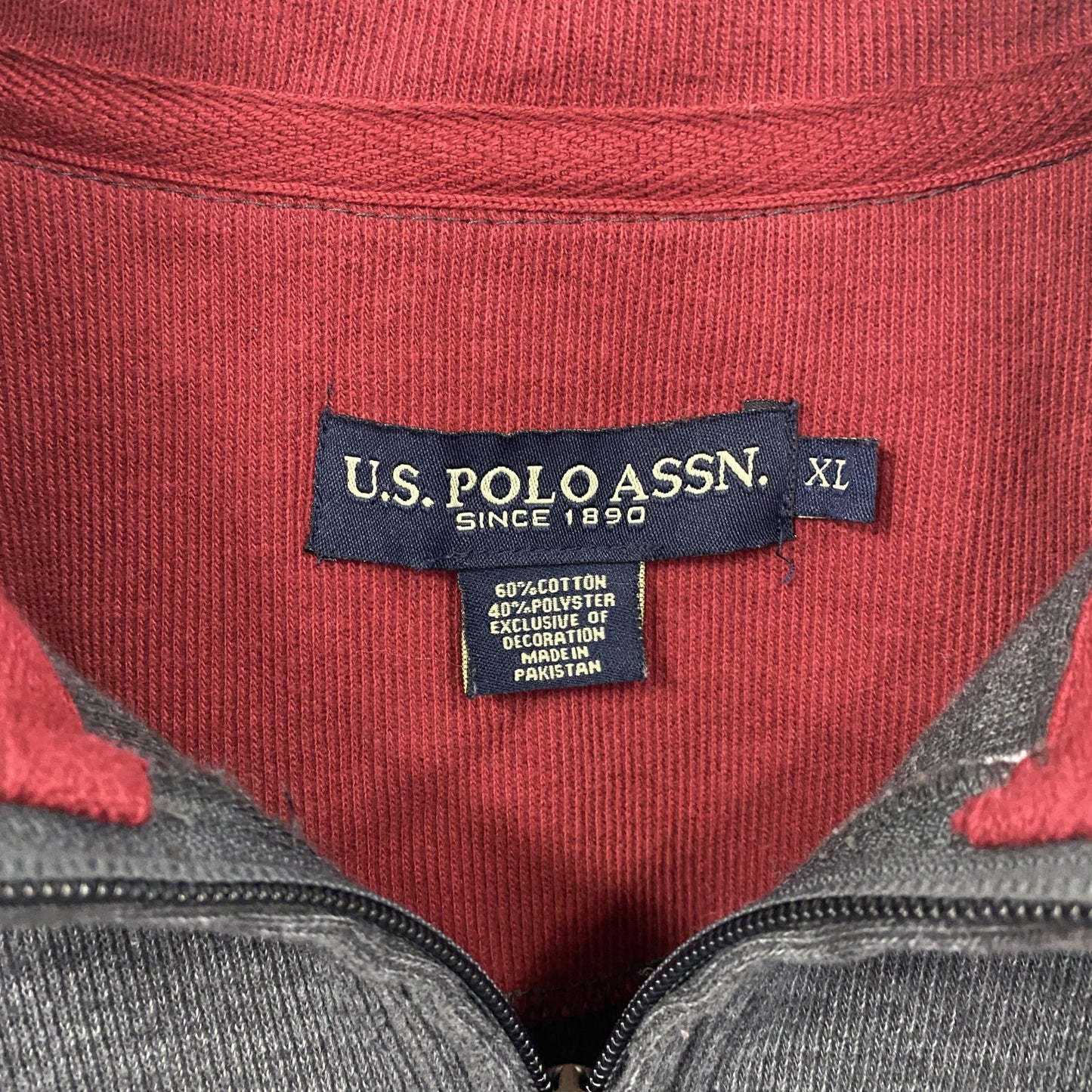 古着 used U.S.POLOASSN. ユーエスポロアッスン 長袖ハーフジップスウェット プルオーバー グレー XLサイズ