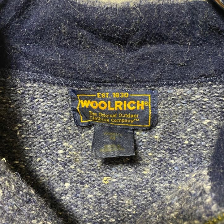 古着 used WOOLRICH ウールリッチ 長袖ハーフジップニット セーター グレー ネイビー ノームコア レトロ Mサイズ