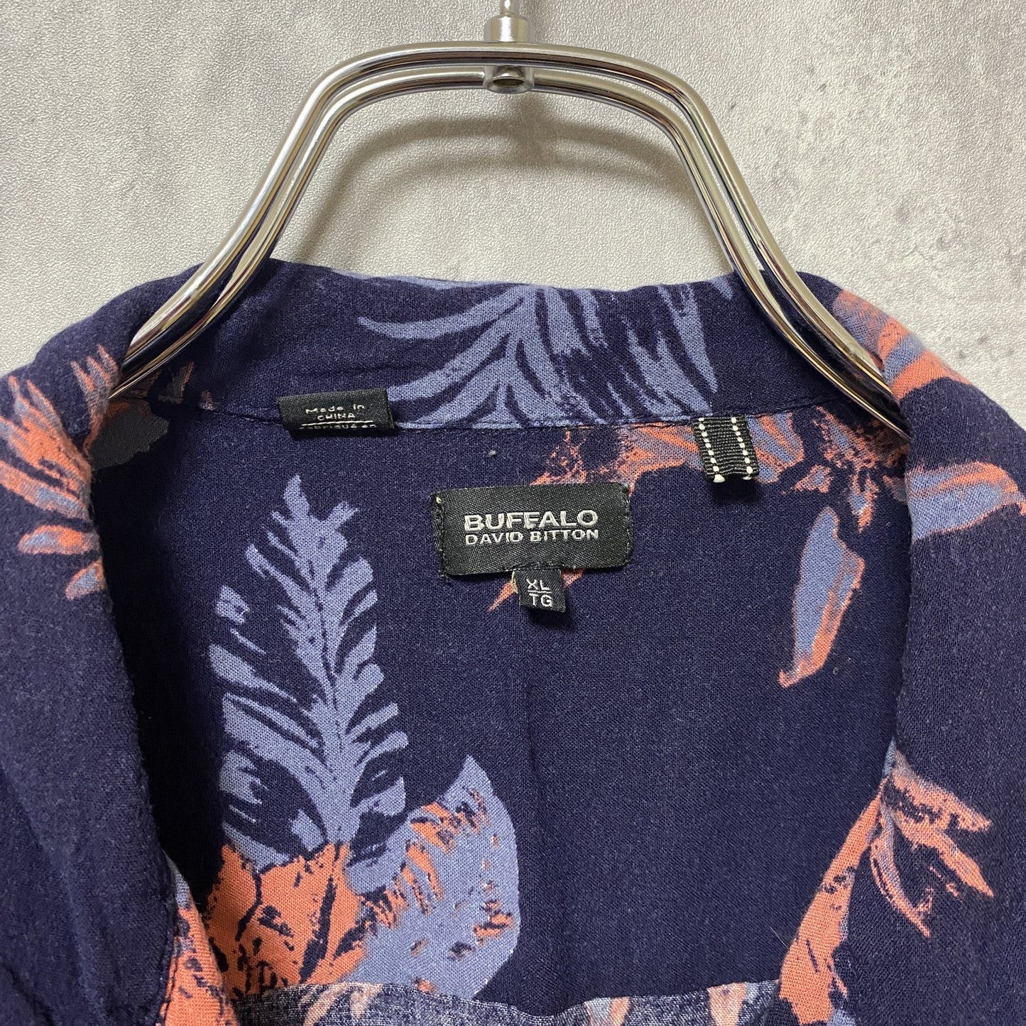 古着 used 半袖総柄シャツ アロハ柄 ネイビー 開襟 ビッグシルエット オーバーサイズ ヴィンテージ XLサイズ