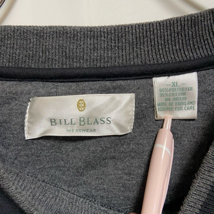 古着 used BILLBLASS 長袖ライン入りスウェット トレーナー 切り替え 黒 グレー ビッグシルエット XLサイズ