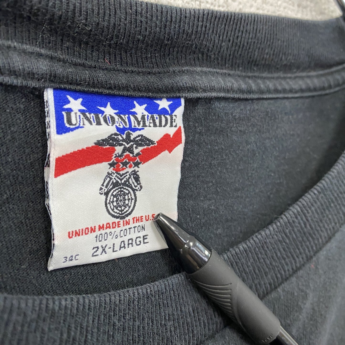 90s UNION MADE 半袖プリントTシャツ KOSE ヴィンテージ 黒 ブラック 2XLサイズ
