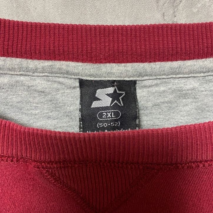 古着 used STARTER スターター 長袖無地スウェット トレーナー ワンポイントロゴ刺繍 えんじ色 XXLサイズ