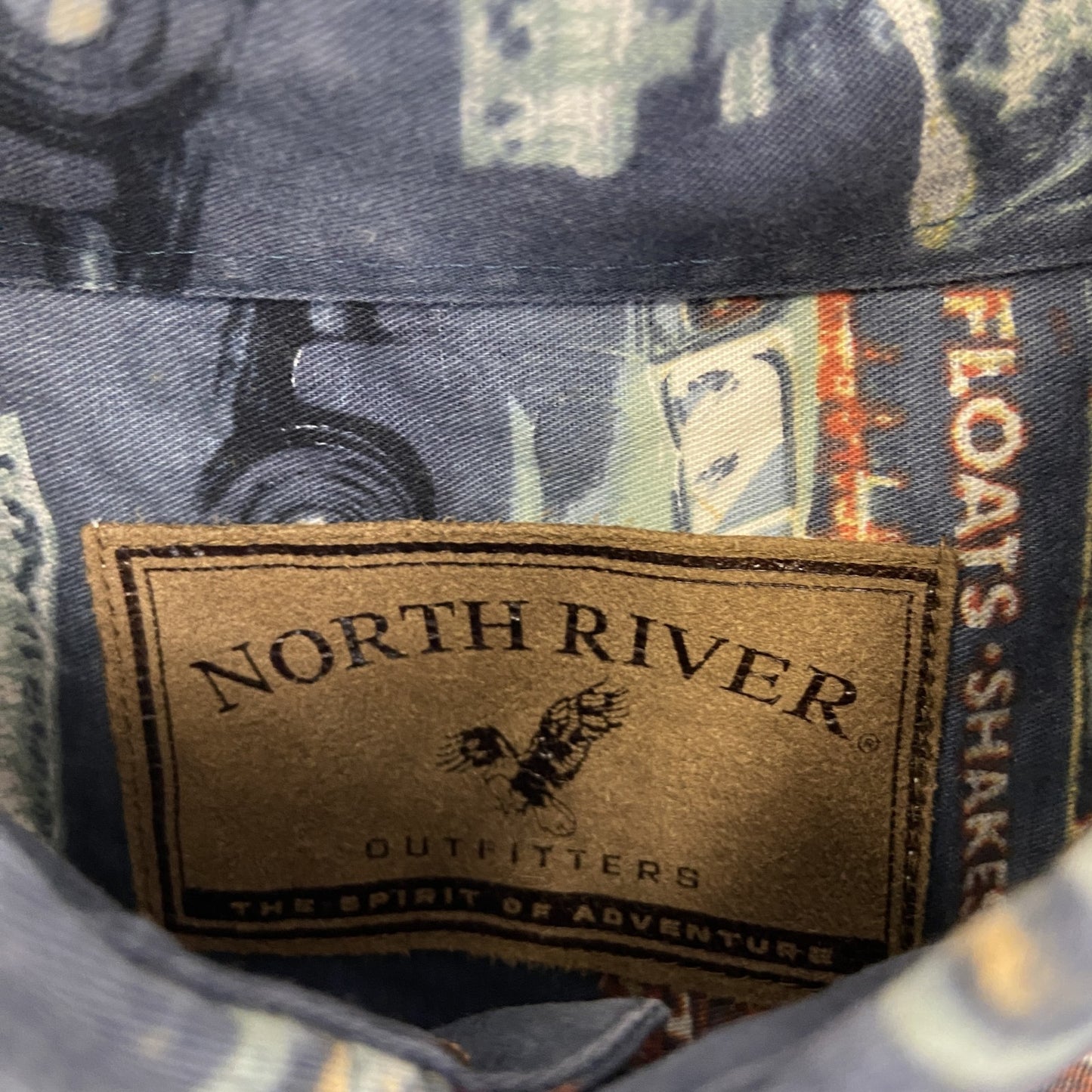 古着 used NORTH RIVER ノースリバー 半袖プリント総柄シャツ クラシックカー 旧車 個性的 レトロ Lサイズ