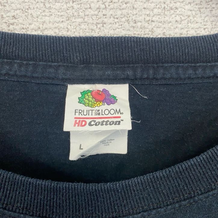 古着 used フルーツオブザルーム 半袖クルーネックプリントTシャツ フィットネス BE FREE 黒 ブラック Lサイズ