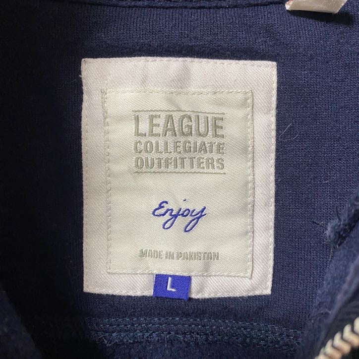 古着 used YALE イェール大学 カレッジ 長袖ハーフジップスウェット トレーナー ネイビー ハイネック 秋冬服 Lサイズ
