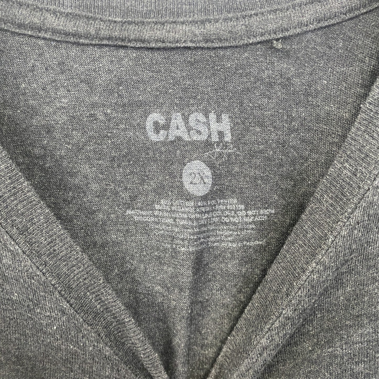 古着 used 半袖バンドプリントTシャツ ジョニーキャッシュ 灰色 ダークグレー クルーネック レトロデザイン 2XLサイズ