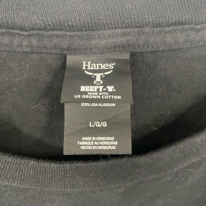古着 used Hanes ヘインズ BEEFY-T 半袖デザインTシャツ バックプリント 豚 PIG 黒 春夏服 Lサイズ