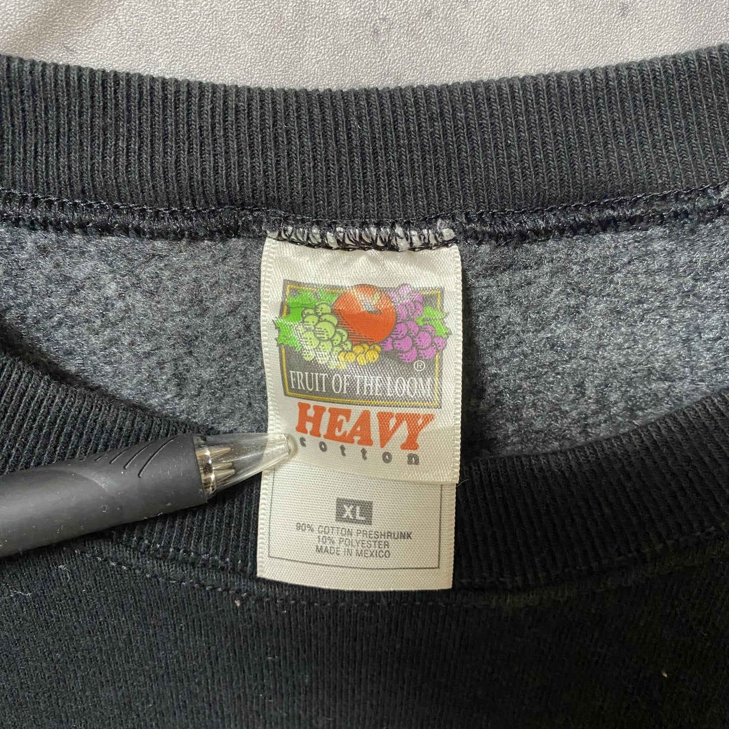 古着 used FRUIT OF THE LOOM フルーツオブザルーム 長袖スウェット トレーナー ストーン 黒 XLサイズ