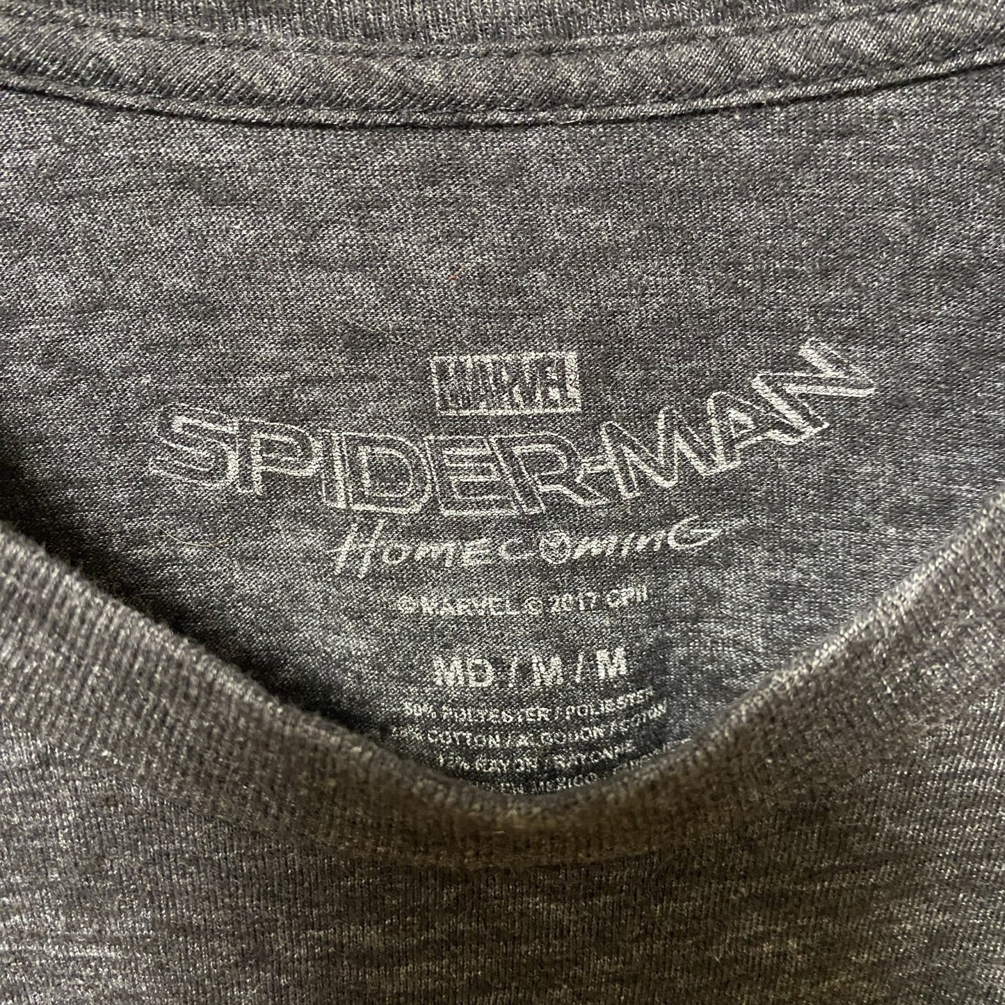 古着 used MARVEL スパイダーマン 半袖クルーネックプリントTシャツ チャコール レトロデザイン Mサイズ
