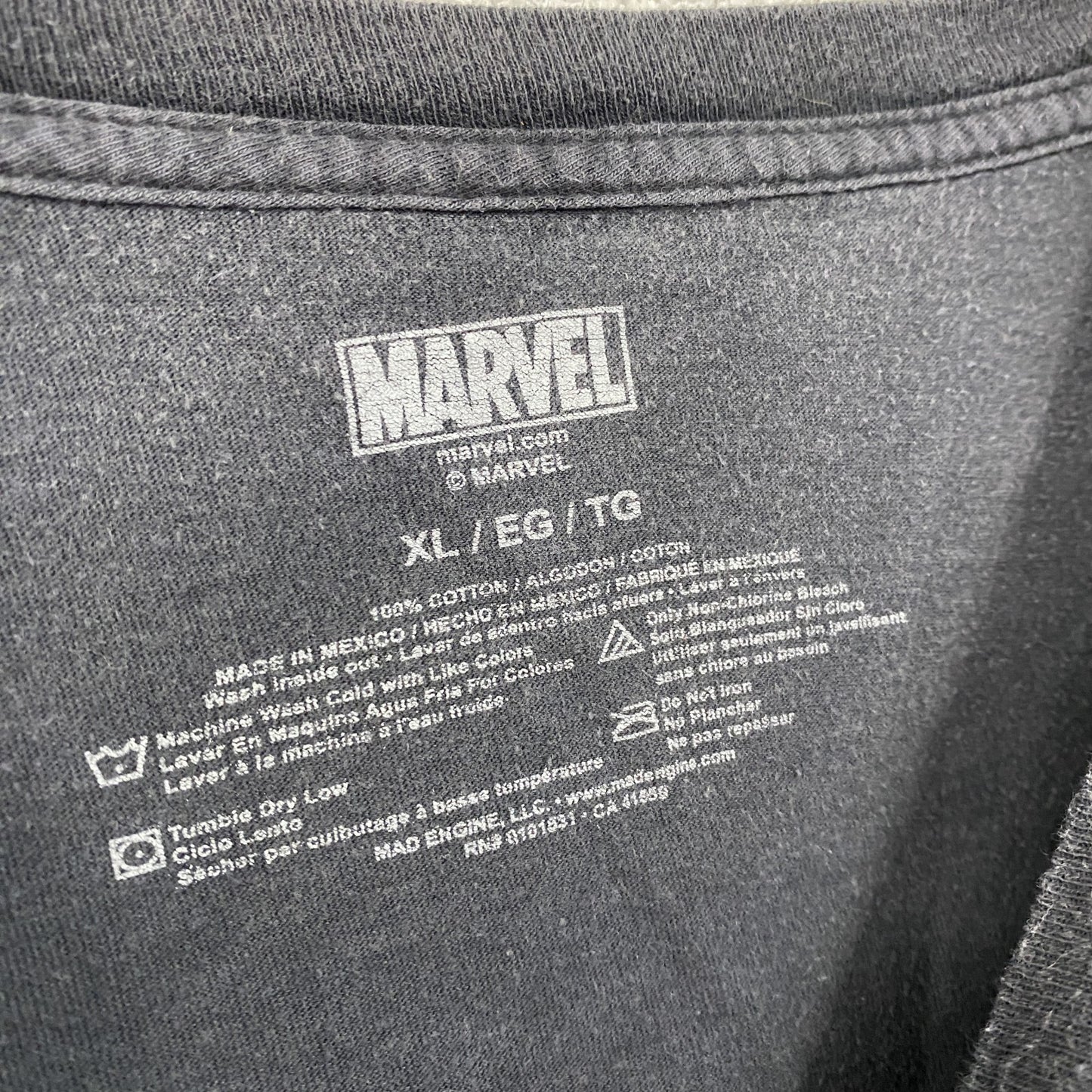 MARVEL マーベル 半袖プリントTシャツ フェード 黒 ブラック XLサイズ